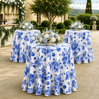 Nappe ronde en polyester imprimée de motifs floraux de luxe en gros pour les mariages, les fêtes et les banquets