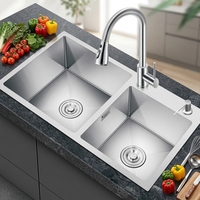 Évier de cuisine simple en acier inoxydable doré nano, fabriqué à la machine, écologique et moderne, avec robinet, garantie de 3 ans
