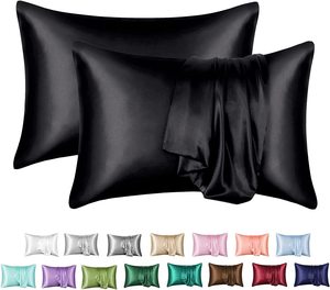 Taie d'oreiller réversible en Satin de couleur unie, confortable et doux, 20x30, taies d'oreiller amovibles, ensemble de 2 pièces