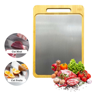 Tabla de cortar de madera de arce de doble cara 2 en 1 Tabla de cortar de acero inoxidable 304 Cocina de bambú Rectángulo ecológico - Product Image 3