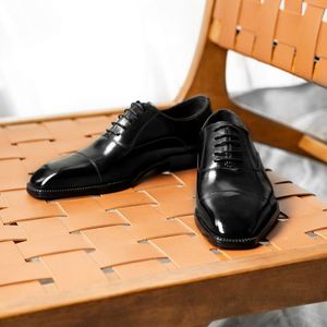 Men's Business Formal Oxford Shoes British Style <b>Toe</b> Three-<b>Cap</b> <b>Toe</b> Lace-Up Closure Breathable Anti-Slip Light Weight Dress - Product Image 5