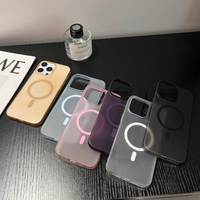 Étui de téléphone transparent givré en PC de luxe, résistant aux chocs, pour 17/16 Pro Max/15 Plus/11/11 Pro/XS/XR, coque arrière magnétique