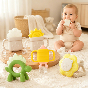 OEM Animal Water Filled Silicone Baby Teether Dinosaur <b>Lion</b> Sun Cloud Shape BPA Free Kids Sensory Chew Teething <b>Toys</b> 0-12M - Product Image 1