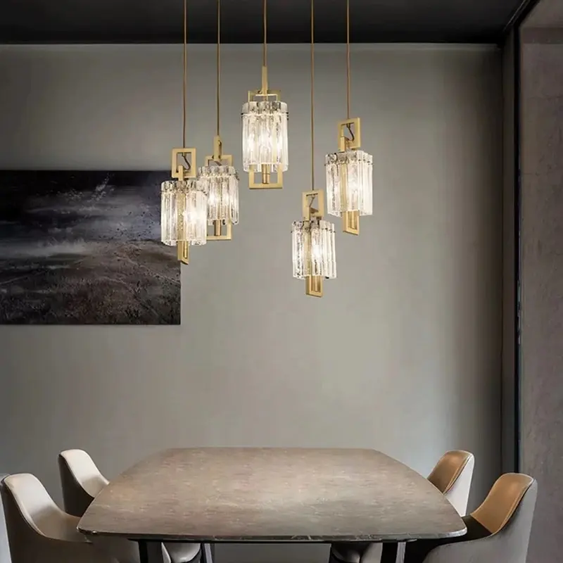 3 pcs copper small k9 crystal chandelier bedside modern bedside bar dinning room hanging decorative led pendant lamp