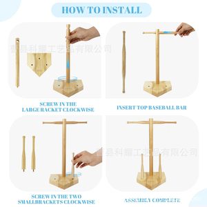 Soporte de Madera para Joyería con Diseño de Bate de Béisbol, Expositor de Escritorio de Madera Natural con Patrón Grabado con Láser - Product Image 2