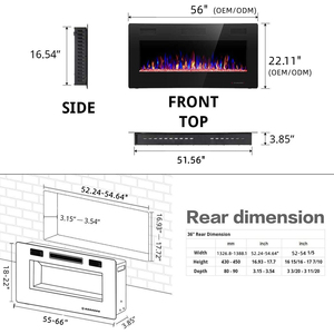 Calentador eléctrico de bioetanol montado en la pared, <span class=keywords><strong>puerta</strong></span> colgante <span class=keywords><strong>barata</strong></span>, estante de madera de vidrio decorativo de agua, 56-18 a 56-22 pulgadas - Product Image 3