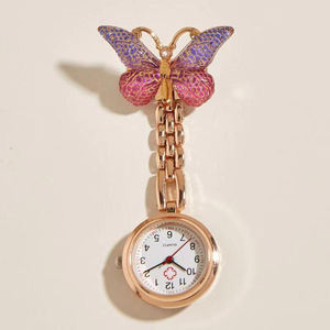 Vlinder Kleurrijke <span class=keywords><strong>Fob</strong></span> Quartz Beweging Verpleegster Broche Pocket <span class=keywords><strong>Fob</strong></span> Wijzerplaat Horloge Borstclip 3bar Waterbestendig Dokter Horloge - Product Image 3