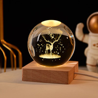 Honor Of Crystal 3D Bola de cristal de La Vía Láctea de la galaxia luminosa grabada con láser con base de madera con luz Led