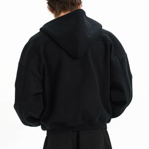 Sweat-shirt à capuche pour homme, coupe ample, 600 grammes, 100% coton, à double fermeture éclair, couleur unie, style streetwear, vente en gros - Product Image 2