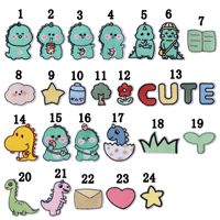 24 patchs brodés thermocollants mignons en forme de famille de dinosaures pour vêtements et chapeaux d'enfants, personnalisables
