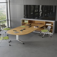 Table de conférence convertible rectangulaire Mekia en bois massif moderne, réglable et écologique pour bureau commercial/conférence