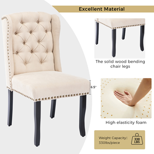 Groothandel Scandinavische linnen eetkamerstoel met bekleding, traditionele capitonné eetkamerstoel met <span class=keywords><strong>wingback</strong></span> rugleuning - Product Image 5