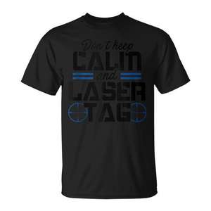 Camiseta Keep Calm And Laser Tag, camiseta promocional negra para hombre - Product Image 1