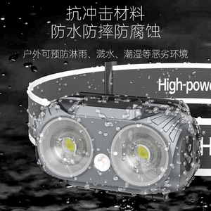 Lampe frontale LED haute puissance 2000 mAh rechargeable, étanche, inclinable et réglable pour usage extérieur - Product Image 4