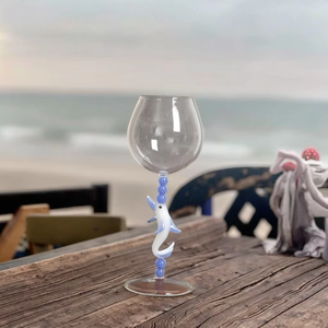 Bán buôn tùy chỉnh dễ thương đính cườm cao thủy tinh borosilicate biển động vật Cá heo loạt rượu vang đỏ cốc - Product Image 6