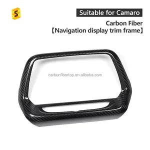 ES Carbon Fiber Cars Interior Accessories Dashboard Trim Radio Screen Navigation Frame Cover For Chevrolet Chevy Camaro
