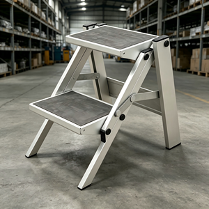 Escabeau pliable portable à 2 marches en aluminium avec plateforme large antidérapante pour la maison, le bureau et l'entrepôt - Product Image 1