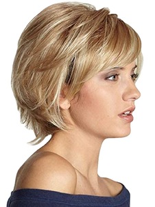 วิกผมสั้นสำหรับผู้หญิง,วิกผมสั้นผมสั้นวิก<span class=keywords><strong>ผม</strong></span>ตัดสั้นผมเอียงสีทองนุ่ม - Product Image 3