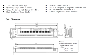 Layar Vfd Hijau Karakter 1X20 Komponen Elektronik Antarmuka Paralel Serial 20M102DA1 - Product Image 3