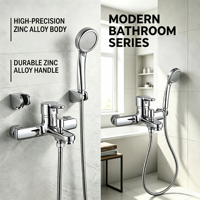 Robinet Mitigeur Mural Chromé Effet Miroir pour Baignoire et Douche, en Alliage de Zinc, Monocommande Chaud/Froid, pour Projets Hôteliers et Villas