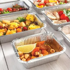 Hete Verkoop Aluminiumfolie Containers 550Ml Maaltijddoos Bakpannen Afhalen Voor Voedsel