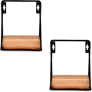 <b>Wall</b> <b>Mounted</b> Wooden <b>Shelf</b> Square Shape Hanging Storage Rack For Living Room Bedroom Dormitory Bedside Organization - Product Image 2