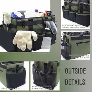 Organisateur de produits de nettoyage vert extra large avec séparateurs pliables, sac de rangement portable pour produits nettoyants avec poignée - Product Image 3