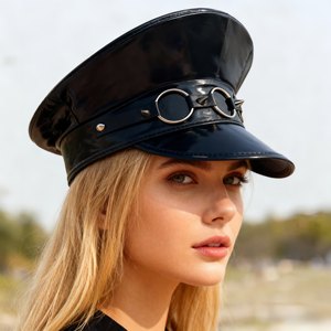 도매 블랙 인조 가죽 캡틴 모자 O 링 스파이크 할로윈 코스튬 모자 - Product Image 1