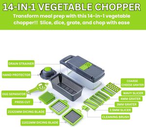 Cortador Manual de Frutas y Verduras Todo en Uno, Picador de Alimentos 12 en 1, Accesorios de Cocina Duraderos, Cortador de Verduras - Product Image 2