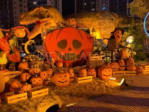 Tùy chỉnh Khổng Lồ Halloween Inflatable bí ngô với LED ánh sáng Oxford chất liệu cho ngoài trời khuyến mãi và quảng cáo - Product Image 5