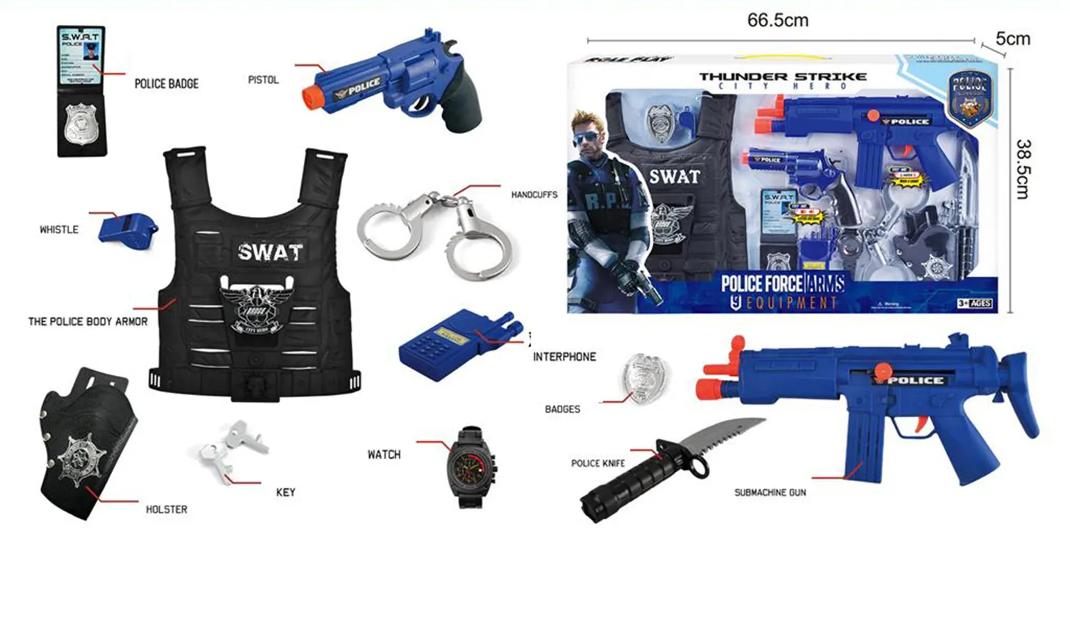 Game Educational Police Toys Pretend Play Set Role Playing Game Set Police Toy Set Police Pretend Play Toys