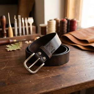 Ceinture en cuir véritable de vache noir vintage BS INTERNATIONAL avec boucle à ardillon carrée en acier inoxydable, écologique et légère - Product Image 1