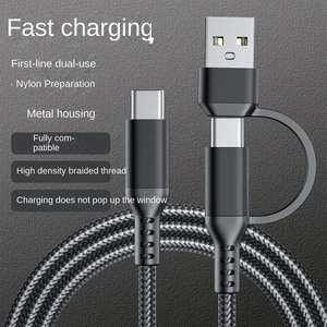 2'si 1 Arada Şarj Kablosu USB Tip C Cep Telefonu Veri Kablosu Naylon Örgü 1M 2M Şarj Kablosu - Product Image 2
