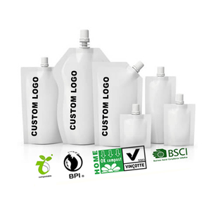 Biodegradable Reusable Stand Up Plastic Custom Liquid Fruit Juice Pouch Drink Packaging Spout Pouch Bag Juice Doypack With Spout
