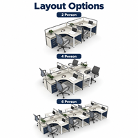 Poste de travail de bureau moderne ergonomique en bois pour 4 personnes avec rangement, bureau modulaire pour espace de travail ouvert