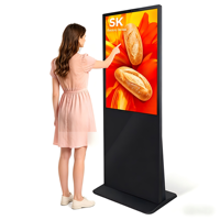 Kiosque d'affichage numérique vertical sur pied de 75 pouces avec écran tactile LCD, affichage publicitaire, CMS intégré, système d'exploitation Android/Windows pour