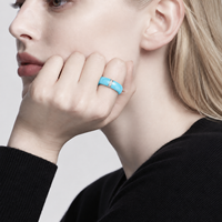 Bague en céramique bleue de haute technologie avec accent en acier inoxydable argenté, bijoux unisexes, cadeau de mariage, vente en gros, personnalisation OEM ODM