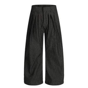 Pantaloni Casual Stile Americano Vintage a Righe con Design Plissettato, Taglio Dritto e Ampio per <span class=keywords><strong>Uomo</strong></span> e <span class=keywords><strong>Donna</strong></span> - Product Image 2