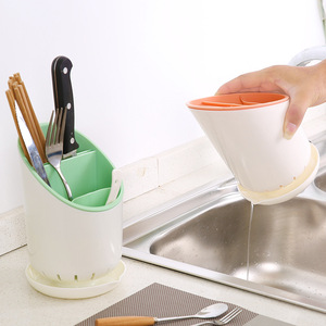 Chopstick Holder Drainer Tableware <b>Storage</b> Box Oval Divided <b>Kitchen</b> M Size Chopsticks Spoon <b>Storage</b> - Product Image 3