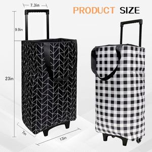 New High Quality Light Weight Foldable Two Wheel Trolley Shopping Cart <b>Cooler</b> Bag Zipper Closure PP Webbing Handle Polyester - Product Image 3