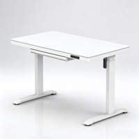 Bureau de jeu pour ordinateur à domicile avec tiroir, plateau en verre, bureau intelligent à hauteur réglable électrique pour position assise ou debout