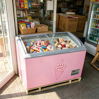 Congélateur coffre à grande fenêtre, vitrine réfrigérée pour crème glacée, réfrigérateur de présentation profond