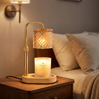Lampe chauffe-bougie électrique avec minuterie et variateur d'intensité, design bois