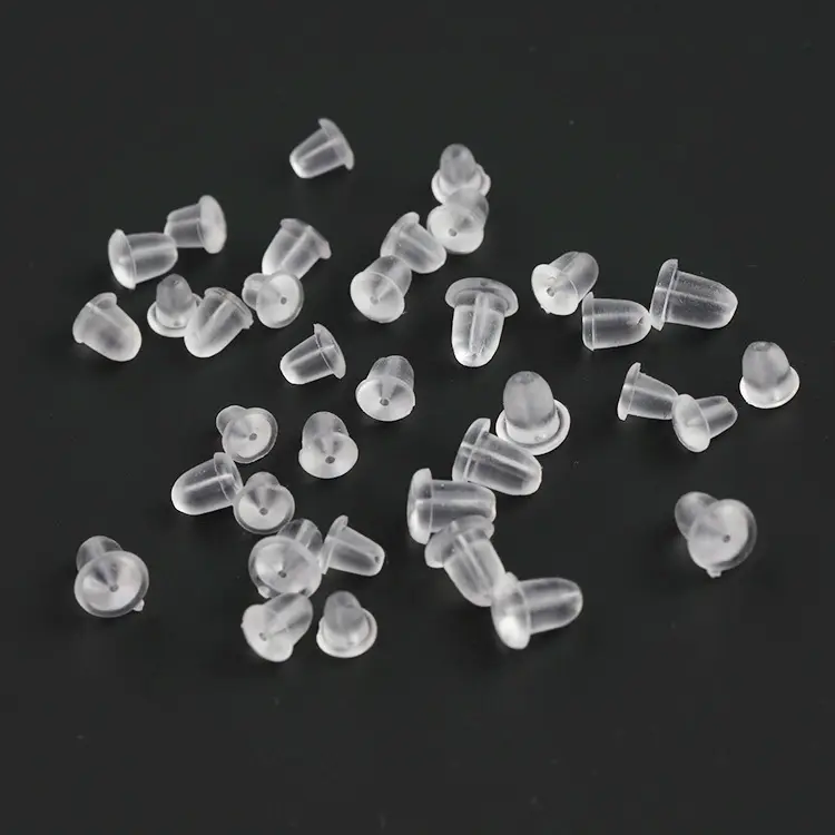 G2684 Wholesale 1000Pcs/Bag 8000Pcs/Bag Round And Bullet Transparent Clear Resin Rubber Earring Back Stopper Silicone Ear Plugs