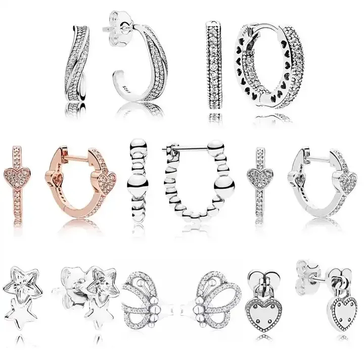 New 925 Earrings Hollowed Out Butterfly Elegant Bobo Earrings Women's Wedding Gift European Diy Jewelry