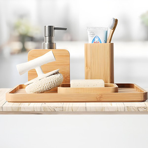 Bamboo Bathroom Toiletries Set Rectangle Eco-Friendly <b>Toothbrush</b> <b>Holder</b> Soap Dish Guesthouse Hotel Supplies - Product Image 1