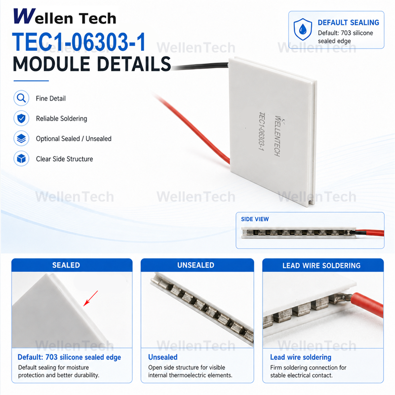 Peltier Module Assembly Peltier Module TEC1-06303 20x40x4.4 mm 7.64 V 3.9 A for Sensor ...