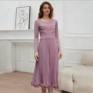 Vestido Casual Elegante de 5 Piezas, Nuevo Estilo <span class=keywords><strong>para</strong></span> <span class=keywords><strong>Mujer</strong></span>, Vestido Plisado de Moda <span class=keywords><strong>para</strong></span> Primavera y Otoño, Vestido Bonito de Manga Larga <span class=keywords><strong>para</strong></span> Dama - Product Image 2