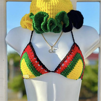 Maillot de bain bikini 2 pièces tricoté à la main, nouvelle mode transfrontalière, pour fête sur la plage, avec haut tube uni et taille ajustée, idéal pour les photos