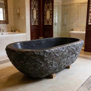 <span class=keywords><strong>Baignoire</strong></span> autoportante moderne en pierre naturelle noire, style <span class=keywords><strong>marbre</strong></span> antique, pour salle de bain - Product Image 1